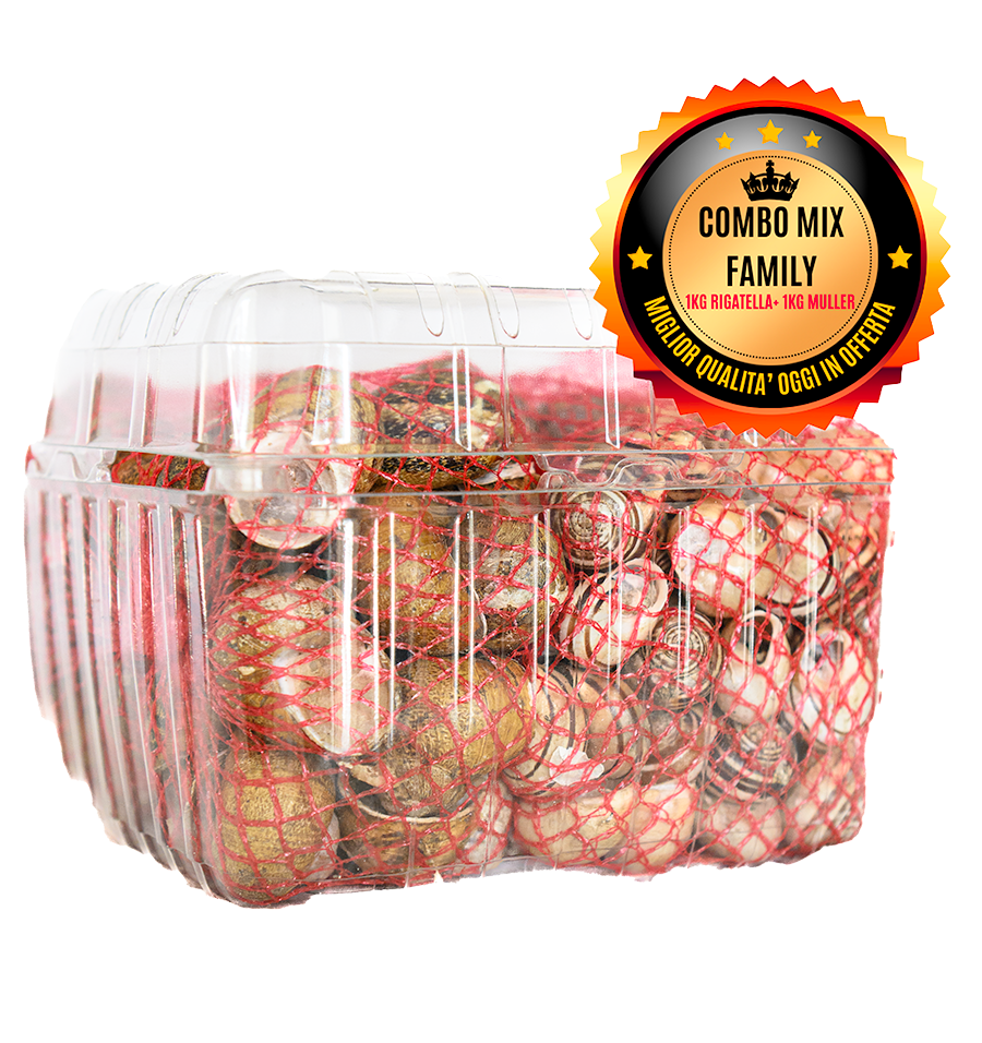 Combo Mix Family 1kg Lumache Rigatelle e 1kg Helix Aspersa Muller